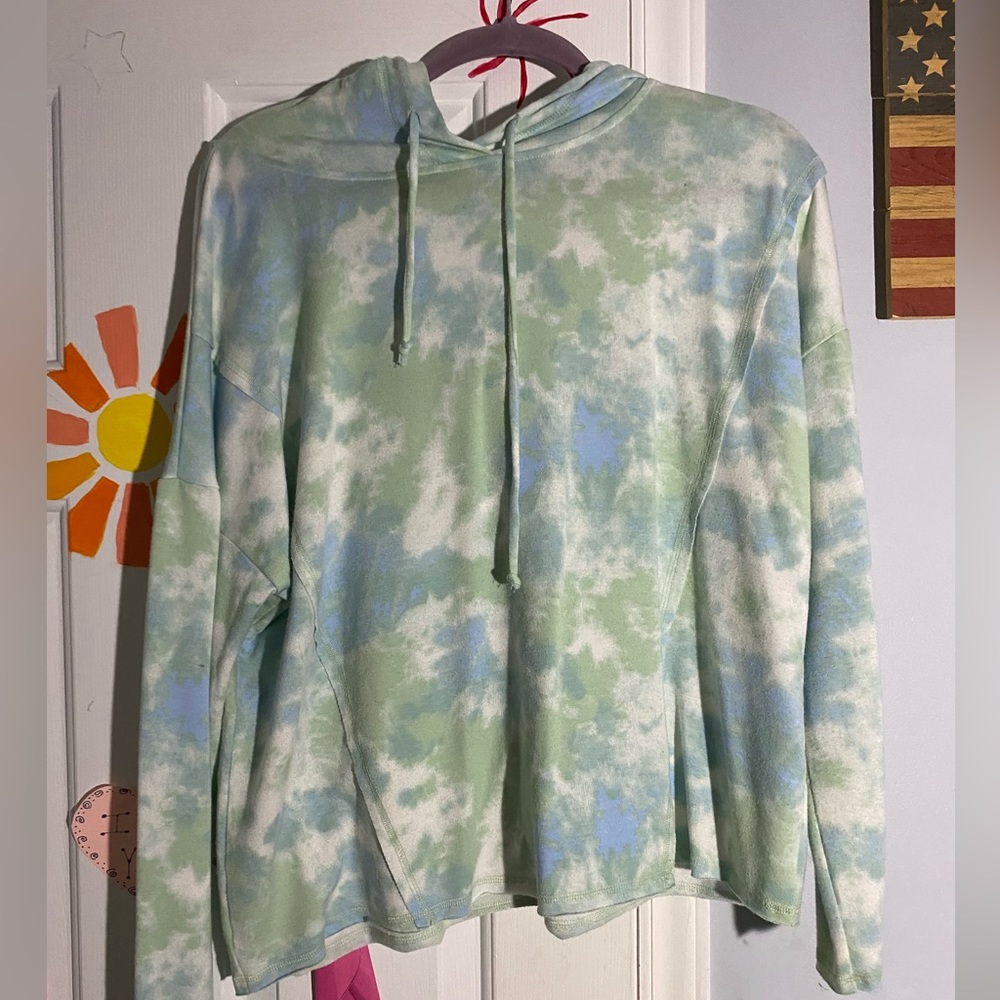 Freshman 1996 Green Blue White Tye Dye Lightweight Hoodie